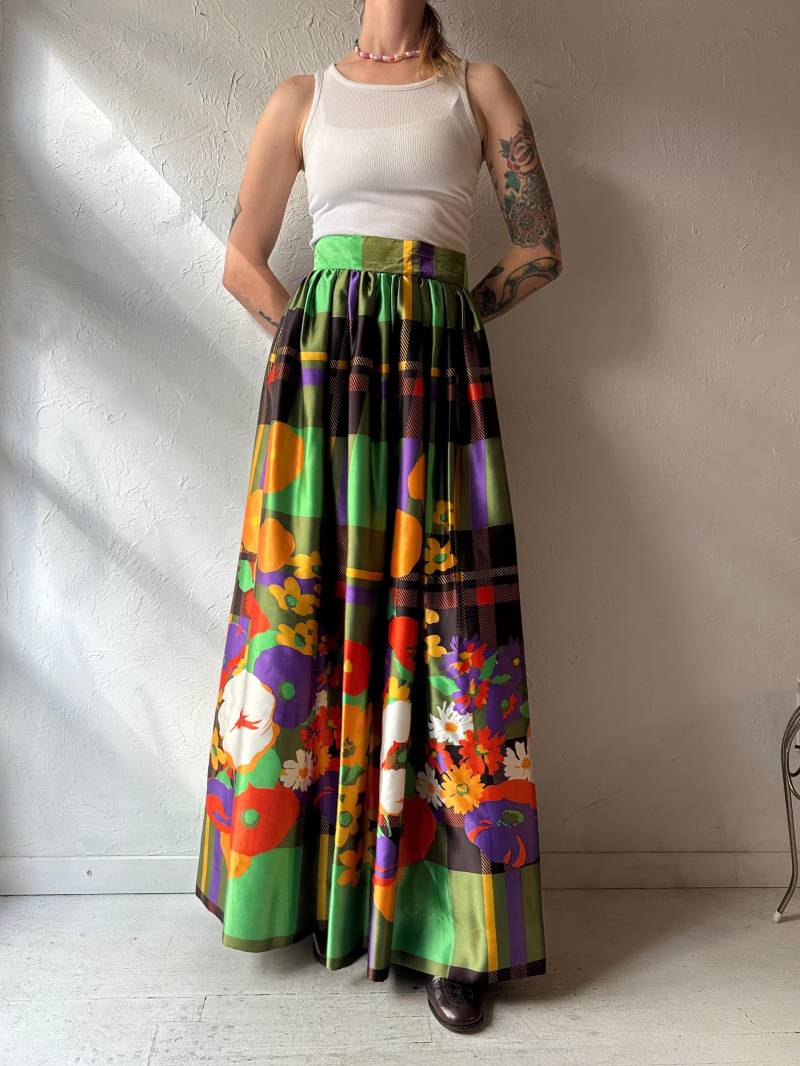 Vintage Handmade Satin Maxi Rock/Small von TheWildHoneyShop