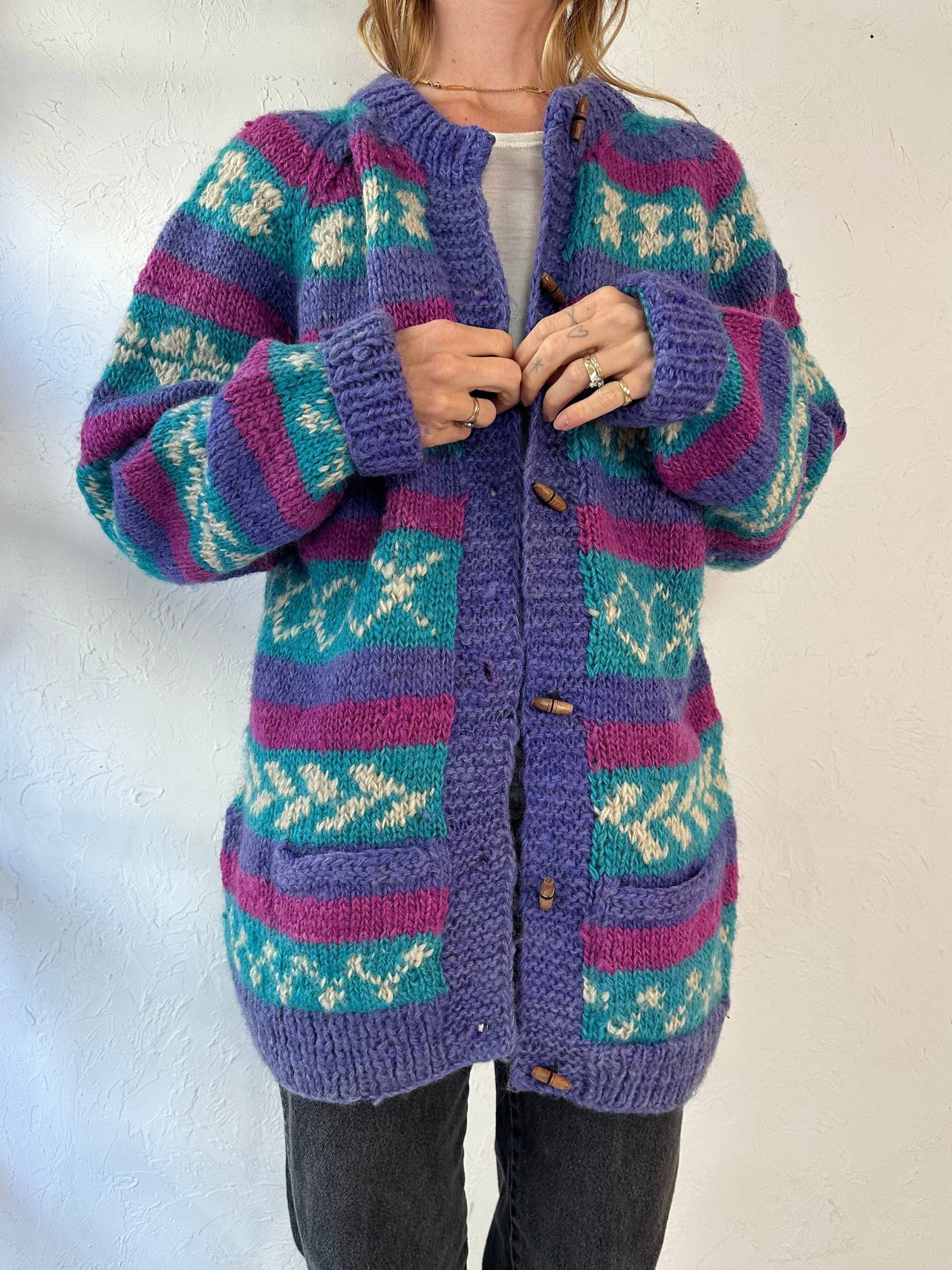 Vintage Übergroße Grobstrick Wolle Strickjacke/Large von TheWildHoneyShop