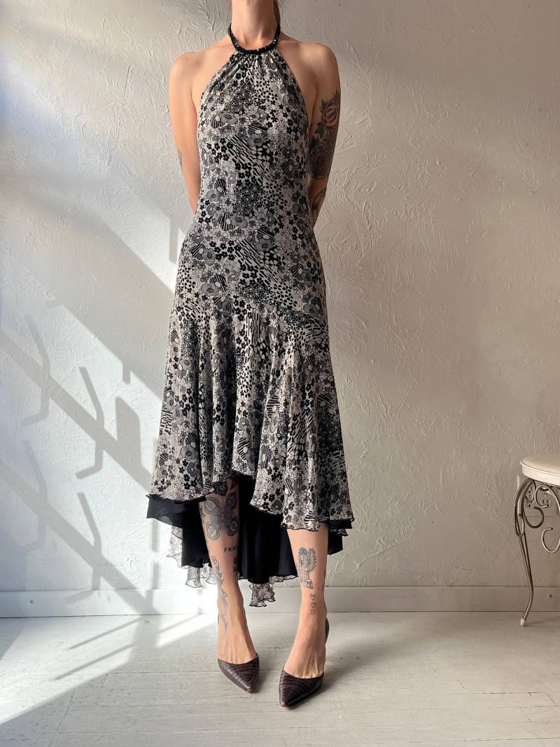 Y2K "Citrin' Formelles Floral Maxi Neckholder Kleid/S von TheWildHoneyShop