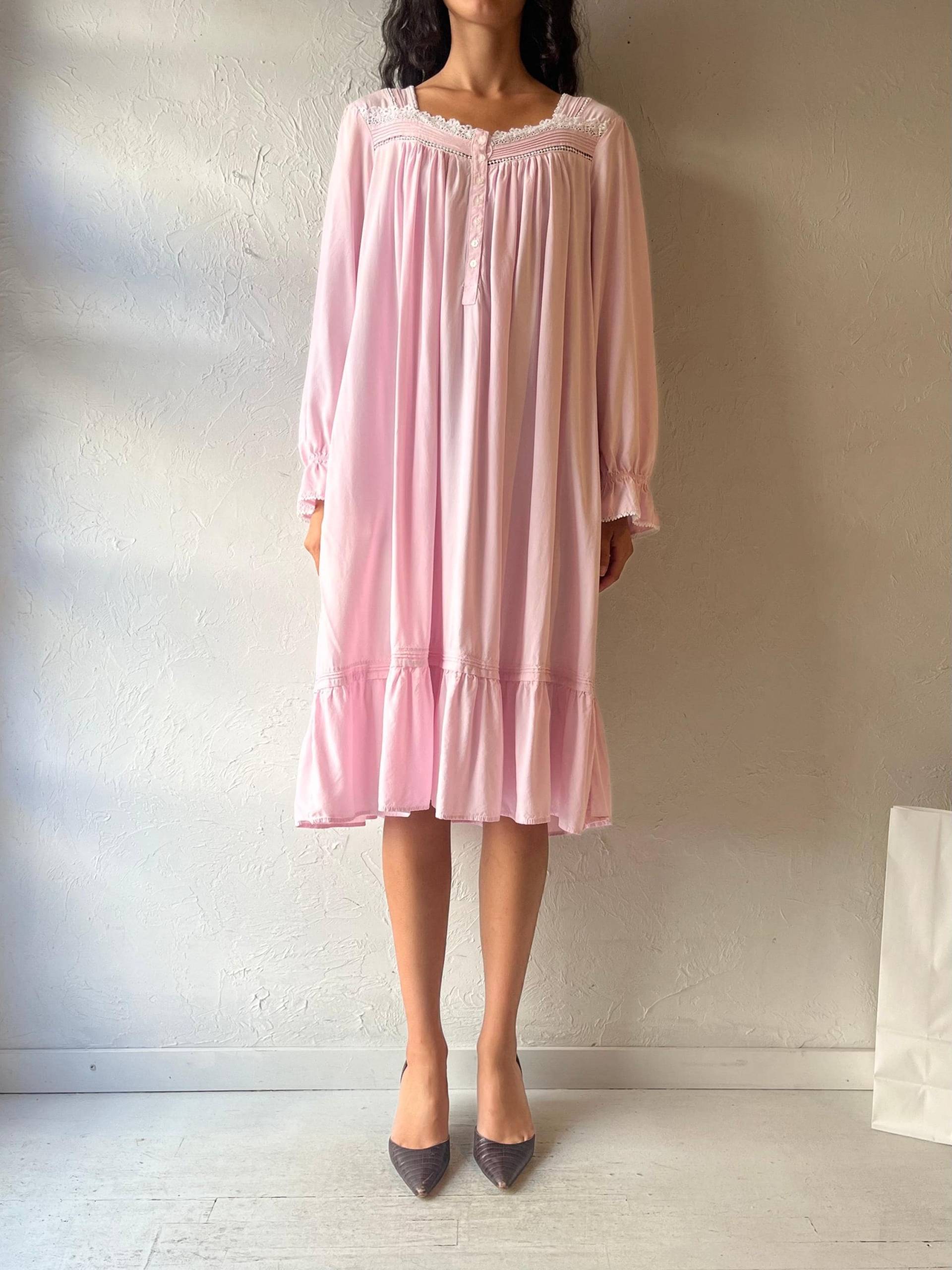 Y2K "Eileen West' Rosa Langarm Baumwollkleid/Large von TheWildHoneyShop