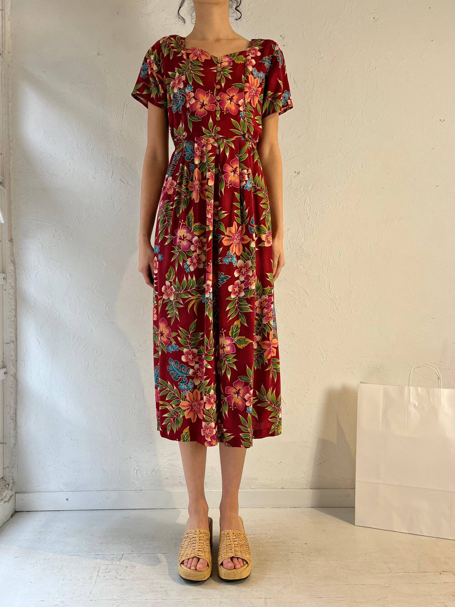 Y2K "Erika' Blumen Print Midi Kleid/Medium von TheWildHoneyShop
