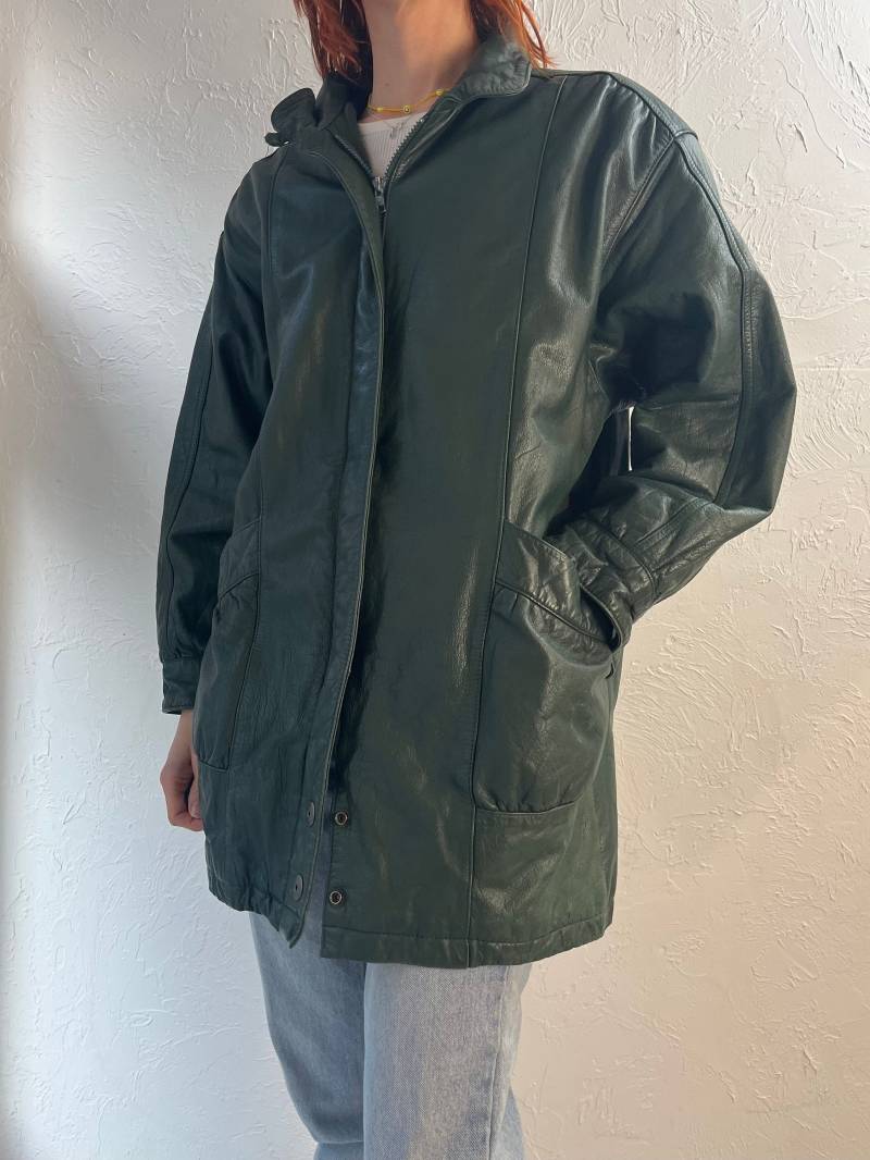 Y2K "Jaqueline Ferrar' Grüne Lederjacke/Small von TheWildHoneyShop