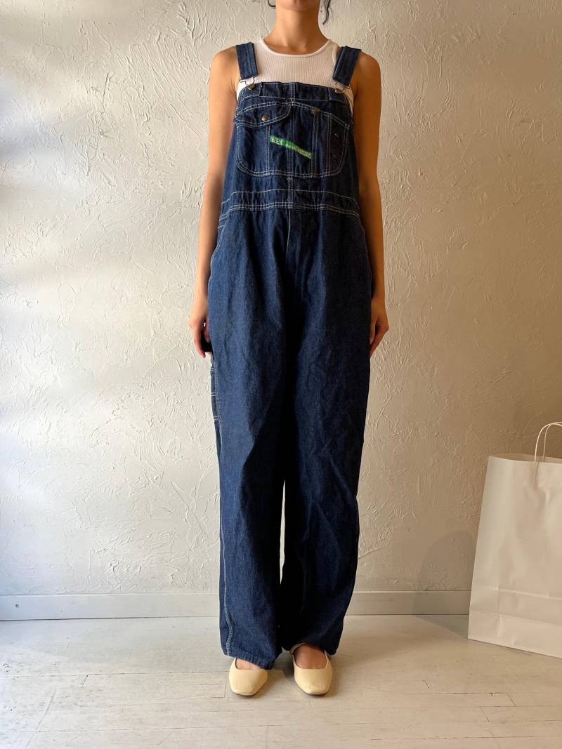 Y2K "Key' Dark Wash Denim Latzhose/Large von TheWildHoneyShop