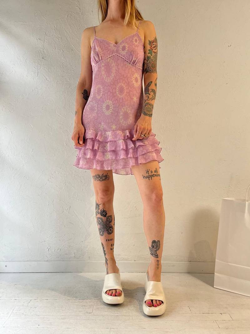 Y2K "La Vie En Rose' Floral Mini Slip Dress/Large von TheWildHoneyShop