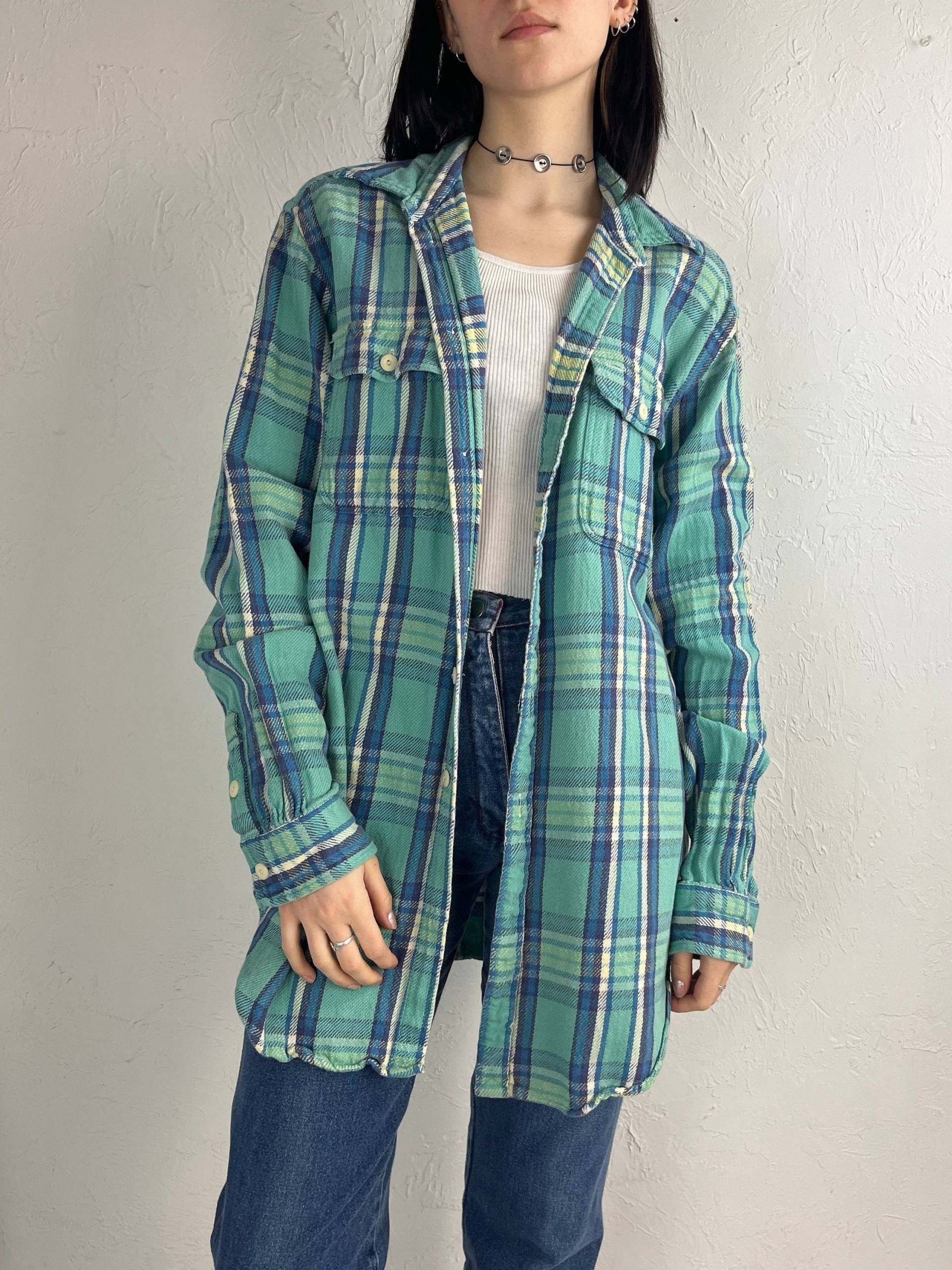 Y2K "Polo By Ralph Lauren' Blau Kariertes Baumwollhemd Mit Knöpfen/Medium von TheWildHoneyShop