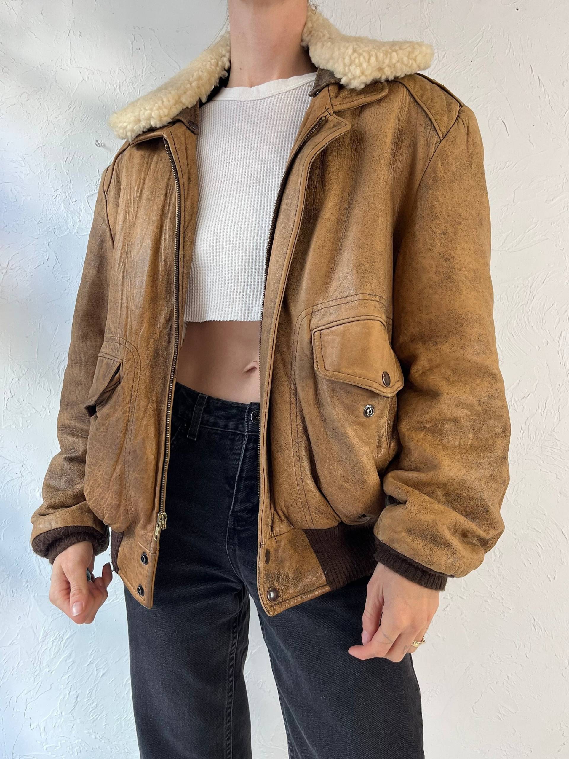 Y2K "Reed' Braune Leder Fliegerjacke/Medium von TheWildHoneyShop