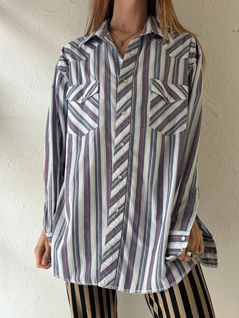 Y2K "Wrangler' Gestreiftes Perlen Snap Shirt/Large von TheWildHoneyShop