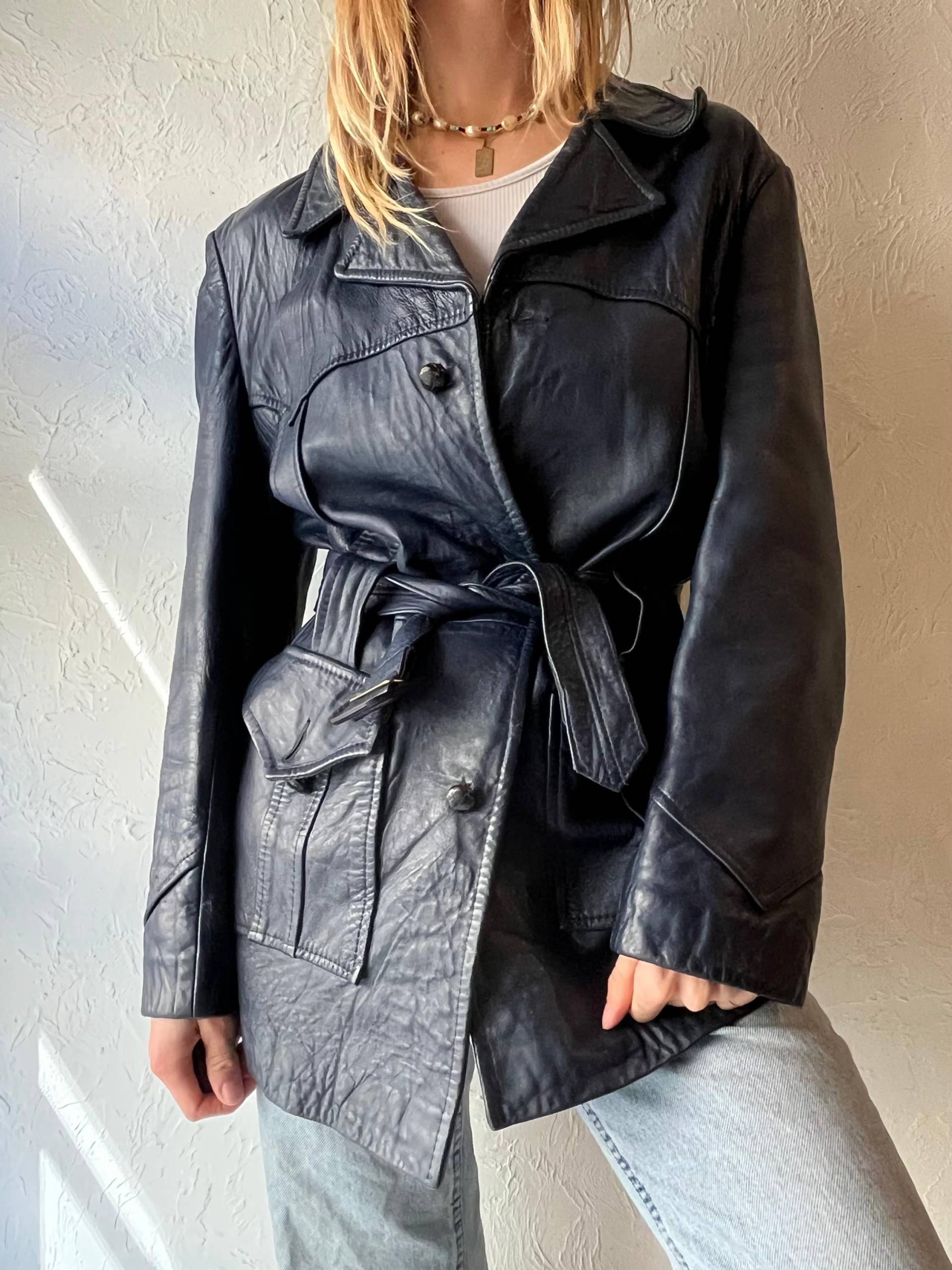 'marquis' Blaue Lederjacke 70S/Medium von TheWildHoneyShop