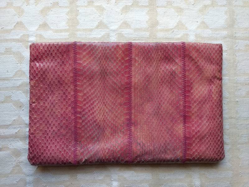 Rosa Schlangenhaut Clutch Vintage Leder Geldbörse von TheWishingWardrobe