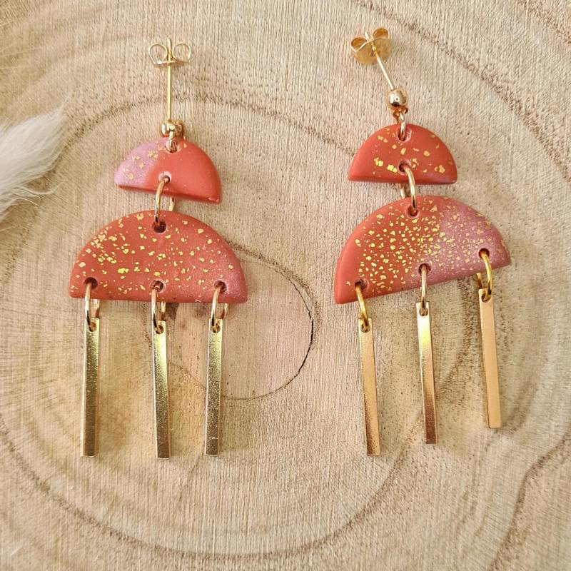 Marmor Effekt Ohrringe Im Boho Stil | Marble Effect Earrings in Boho Style von TheYellowWeaver
