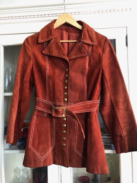 Groovy Suede Jacket 1970S Reddish Brown Size M Hippie Boho von TheYesteryear