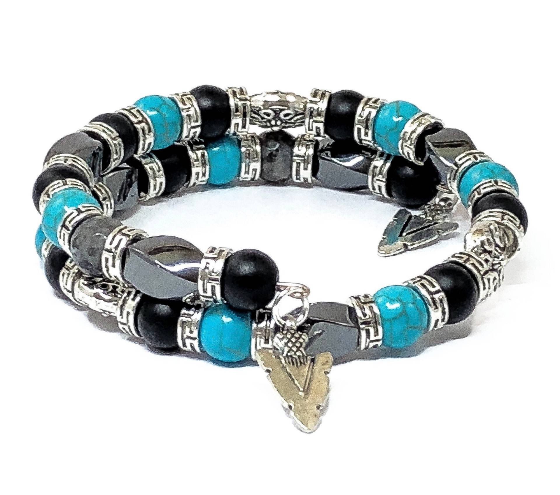 Türkis Memory Wire Armband, Southwestern Hämatit, Schwarzer Onyx von TheaDesignConcepts