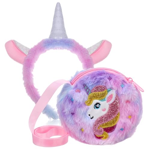 1 Set Einhorn Geldbörse Einhorn Stirnband Einhorn Geldbörse Handtasche Mädchen Geldbörse, siehe abbildung, 13.50X13.50X3.00CM von Theaque