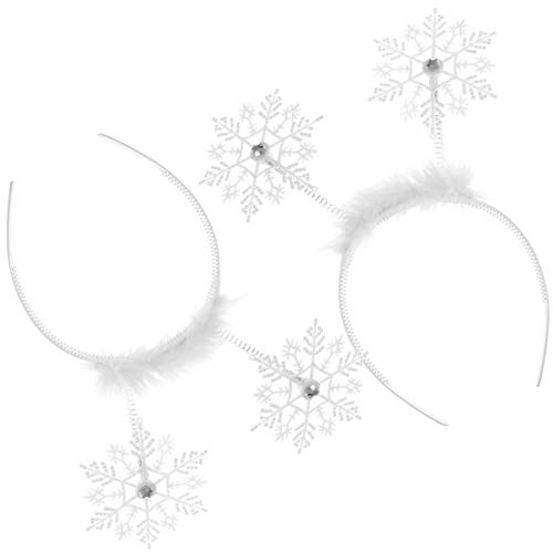 2 Schneeflocken Stirnband Glitzer Weihnachten Haarband Winter Weiß Schnee Haarreifen Damen Mädchen Haarschmuck Kopfschmuck für Cosplay Weihnachtsdekoration Partyzubehör Geschenk von Theaque
