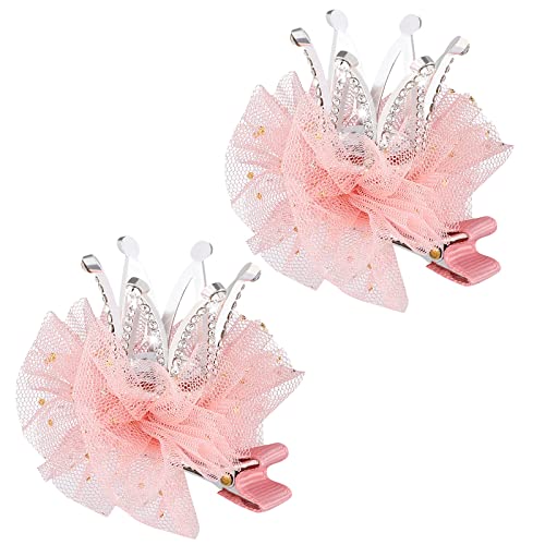 2 Stück Krone Haarspangen Baby Alligator Haarspangen Kleinkind Spitze Strass Prinzessin Stil Haarschmuck Geburtstag Haarschmuck für Schüler Kinder Mädchen Rosa von Theaque