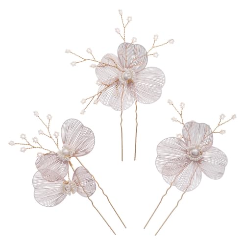 3 x Damen-Haarnadeln, dekorativer Haarschmuck, Perlenkopfschmuck, Hochzeitshaarnadeln von Theaque