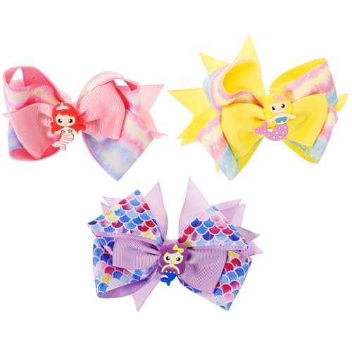 3 x Meerjungfrauen-Haarspangen mit Schleife, schöne Haarspangen für kleine Mädchen und Kleinkinder von Theaque