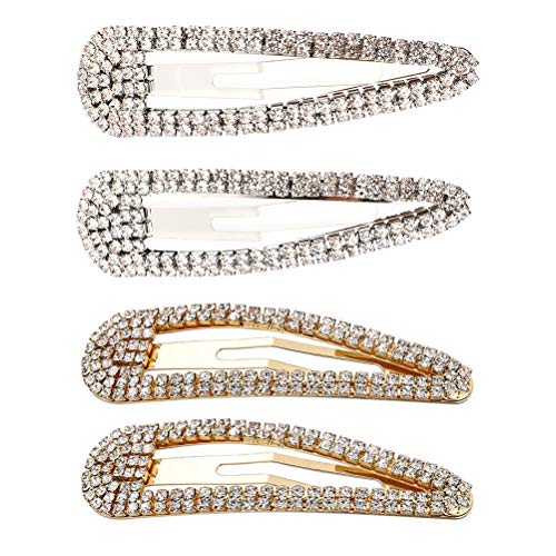 4 Stück 7,6 cm Strass Snap Haarspangen Haarspangen Haarnadeln Kristall Metall Haarspangen für Frauen Mädchen Hochzeit Haarschmuck von Theaque
