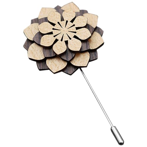 Anstecknadel aus Holz, Blume, dekorative Anstecknadel für Herren, Metall von Theaque