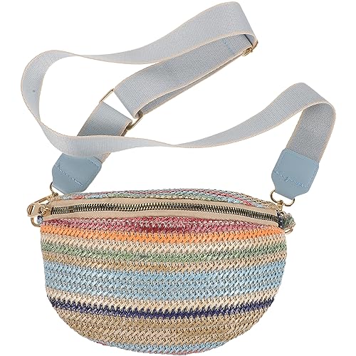 Böhmische Crossbody-Tasche, Boho-Strick-Bauchtasche, -Umhängetasche, Bauchtasche, niedliche Brustgürteltasche für Frauen, blau von Theaque