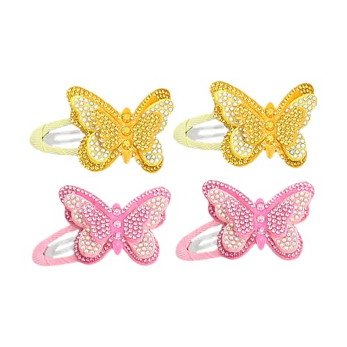 Glitzernde Schmetterlings-Haarspangen für Mädchen, niedliches Haar-Accessoire, niedliches Haar-Accessoire, Haarspange mit Strasssteinen, 4 Stück von Theaque