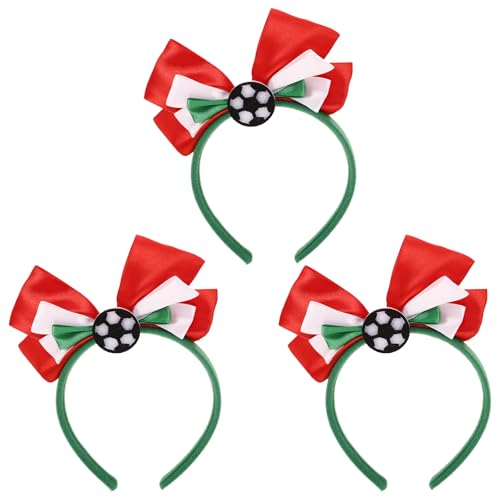 Haarreif mit Fußball-Charm, 3 Stück, kleines Botknot-Haarband mit Fußball-Anhänger, Haar-Accessoires, Sportveranstaltungen, Cheer-Haarband von Theaque