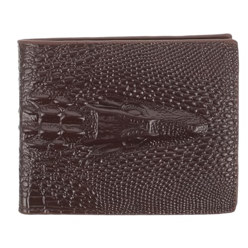 Herren Bifold Wallet Alligator Wallet Leder Geldbörse Vintage Geldbörse Tragbare Geldbörse für Reisen, braun von Theaque