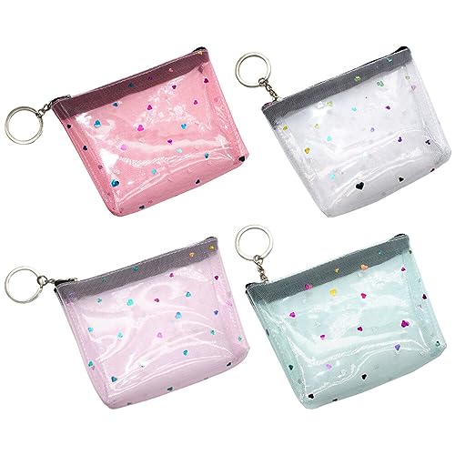 Leung 4pcs Kleine Geldbörsen Klar Münzbörse Kleine Brieftasche Reißverschluss Geldbörse Frauen Wechselgeldbörse, siehe abbildung, 12.5x10cm von Theaque