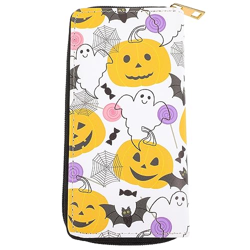 Leung Halloween Leder Geldbörse Niedliche Geldbörse Frauen Reißverschluss Geldbörse Kleine Aufbewahrung Brieftasche für Reisen, siehe abbildung, 19.5x10cm von Theaque