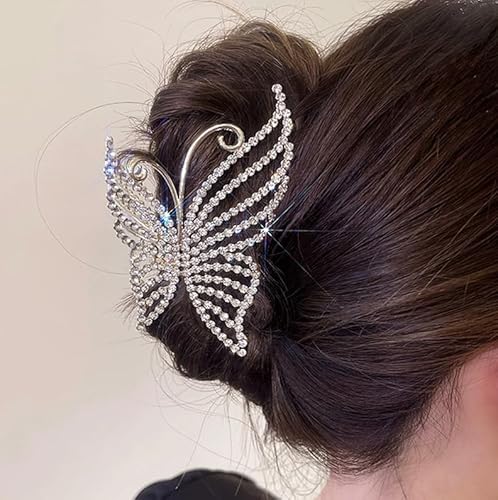 Schmetterlings-Haarspangen aus Metall, modisch, glitzernd, Glitzer, Strass, starker Halt, Styling für Frauen und Mädchen, dünneres, dickes Haarstyling (Schmetterling-Perle 1) von Theaque