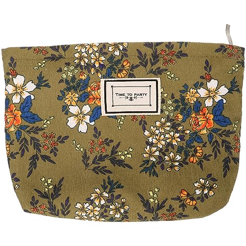 Theaque Kosmetiktasche mit Blumenmuster, Reise-Make-up-Tasche, Reißverschluss, Kulturbeutel, kleine Kosmetiktasche für Damen, grün, 21x20cm von Theaque