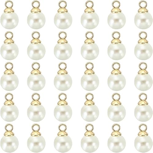Theaque Perlen-Charm, 100 Stück, Kunstperlen, Anhänger, DIY, für Schmuckherstellung, Armbänder, Ohrringe, Halsketten, Bastelarbeiten, 10 mm, Perle von Theaque