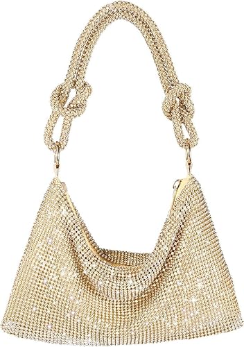 Theaque Strass-Geldbörse, glitzernde Abendtasche, silberfarbene Clutch-Geldbörsen für Damen, Abendveranstaltung, Cross-Body-Handtaschen für Party, Abschlussball, Club, Hochzeit, gold, as shown von Theaque