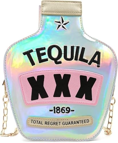 Theaque Tequila Schulter-Handtasche in Flaschenform, aus Polyurethan, für Damen, silber, one size Theaque Tequila Schulter-Handtasche in Flaschenform, aus Polyurethan, für Damen, silber, one size von Theaque