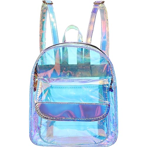 Theaque Transparenter Rucksack aus PVC Hologramm für Mädchen der unteren Grundschule – transparent, langlebig, perfekt für Kinder von 4–10 Jahren und ideal für Kindergarten und Vorschule, bunt von Theaque