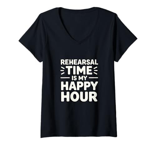 Damen Probezeit Happy Drama Stage Performance T-Shirt mit V-Ausschnitt Damen Probezeit Happy Drama Stage Performance T-Shirt mit V-Ausschnitt von Theater Actors Musical Performers