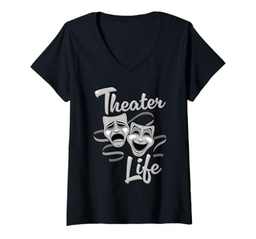 Damen Theaterleben Komödie und Tragödie Masken T-Shirt mit V-Ausschnitt Damen Theaterleben Komödie und Tragödie Masken T-Shirt mit V-Ausschnitt von Theater Lover’s Comedy and Tragedy Design