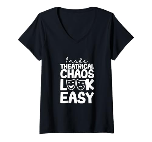Damen Theater Chaos T-Shirt mit V-Ausschnitt Damen Theater Chaos T-Shirt mit V-Ausschnitt von Theaterpädagogen Spruch Designs