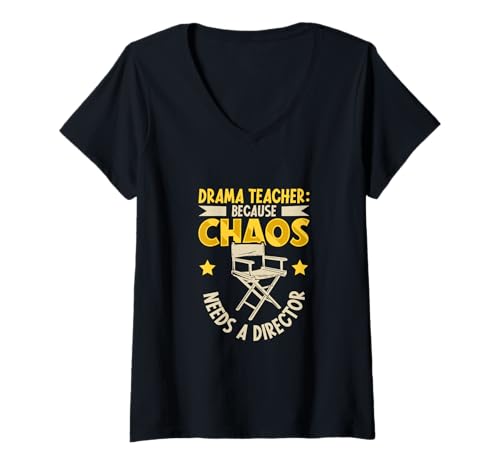 Damen Theaterlehrer Spruch - Chaos braucht Regie T-Shirt mit V-Ausschnitt Damen Theaterlehrer Spruch - Chaos braucht Regie T-Shirt mit V-Ausschnitt von Theaterpädagogen Spruch Designs