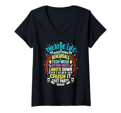 Damen Theaterleben Nerd Schauspieler Musiktheater Vorsprechen Proben T-Shirt mit V-Ausschnitt Damen Theaterleben Nerd Schauspieler Musiktheater Vorsprechen Proben T-Shirt mit V-Ausschnitt von Theatre Life Nerd Actor Musical Theater Auditions