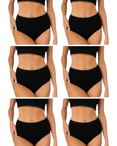 Thebakis Taillenslip Damen Slips Formslip Hüftslip Unterhosen Große Größen Baumwolle Farben Schwarz 6er Pack 44/46 von Thebakis