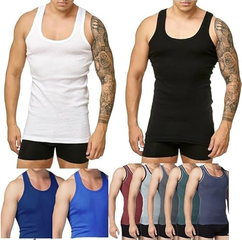 Thebakis Unterhemd Herren Tank-Top Achselshirts Feinripp Schwarz Weiß Melange Größen M bis XXXL von Thebakis