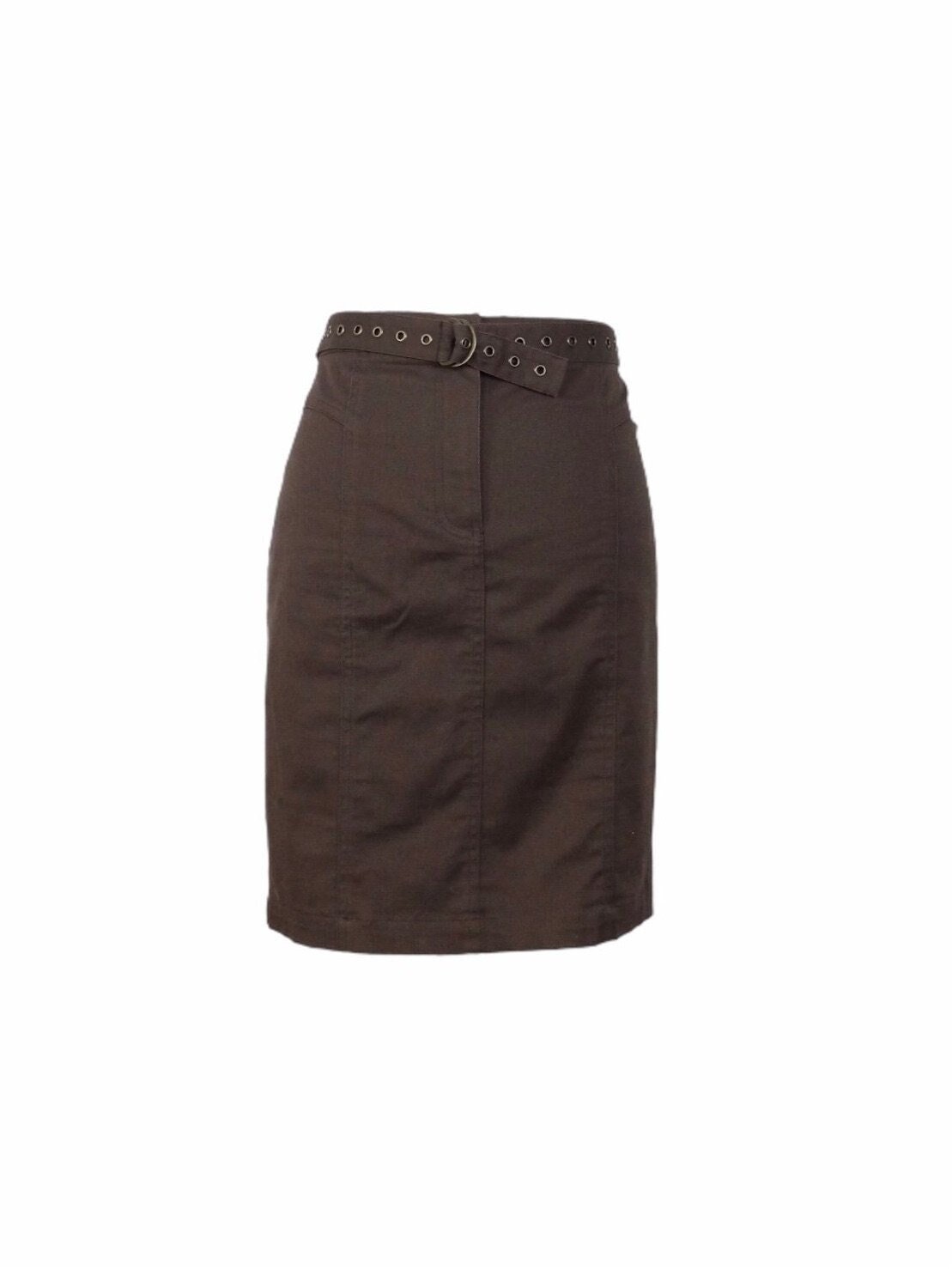 Vintage 00Er Y2K Boho Utility High Waisted Solid Basic Braun Über Dem Knie Bleistiftrock Mit Metall Grommet Gürtel | Größe 16 Uk, 12 Us Vintage 00Er Y2K Boho Utility High Waisted Solid Basic Braun Über Dem Knie Bleistiftrock Mit Metall Grommet Gürtel | Größe 16 Uk, 12 Us von TheeCultivator
