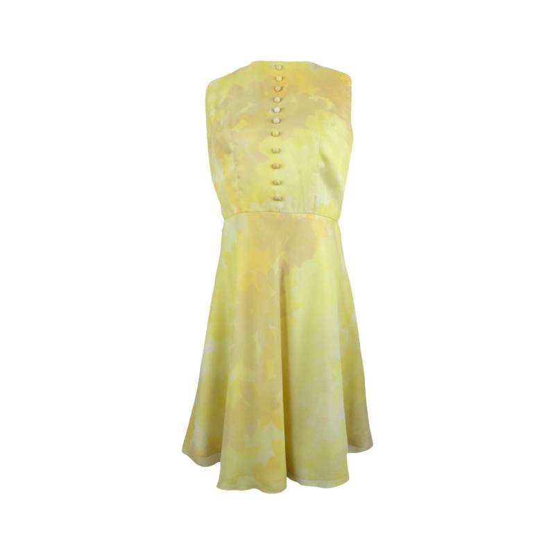 Vintage 60Er Jahre Mod Psychedelic Betty Barclay Gelb Abstrakt Gemustertes Ärmelloses Tank Fit & Flare Mini Kleid | Grösse S von TheeCultivator