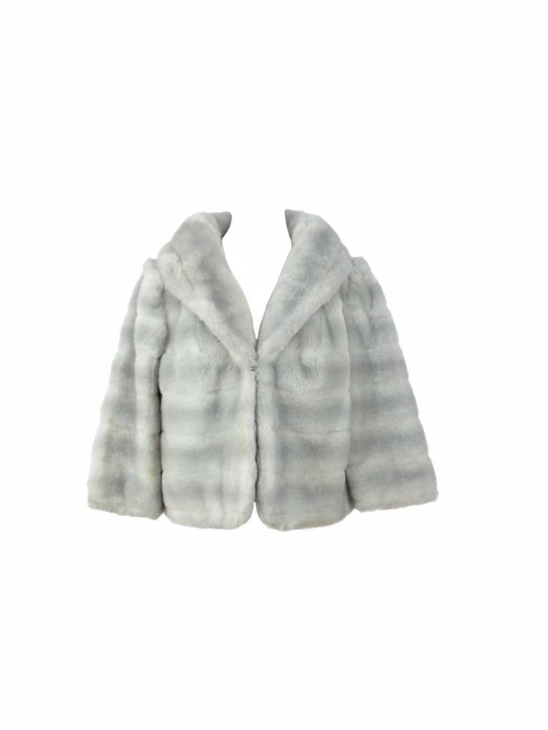 Vintage 70Er Glam Rock Mod Chic Grau Kunstfell Kurze Länge Cropped Winter Mantel | Größe Klein von TheeCultivator