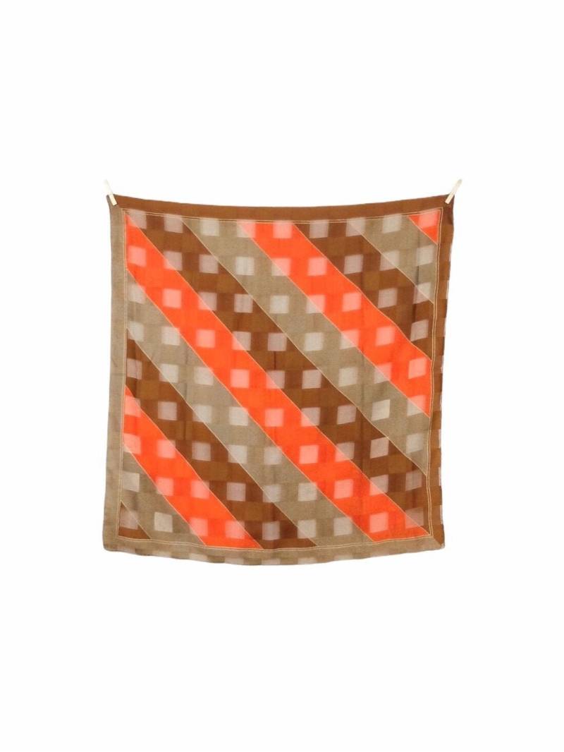 Vintage 70Er Retro Mod Psychedelisch Funky Braun & Orange Geometrisch Gestreift Großer Chiffon Quadrat Halstuch von TheeCultivator