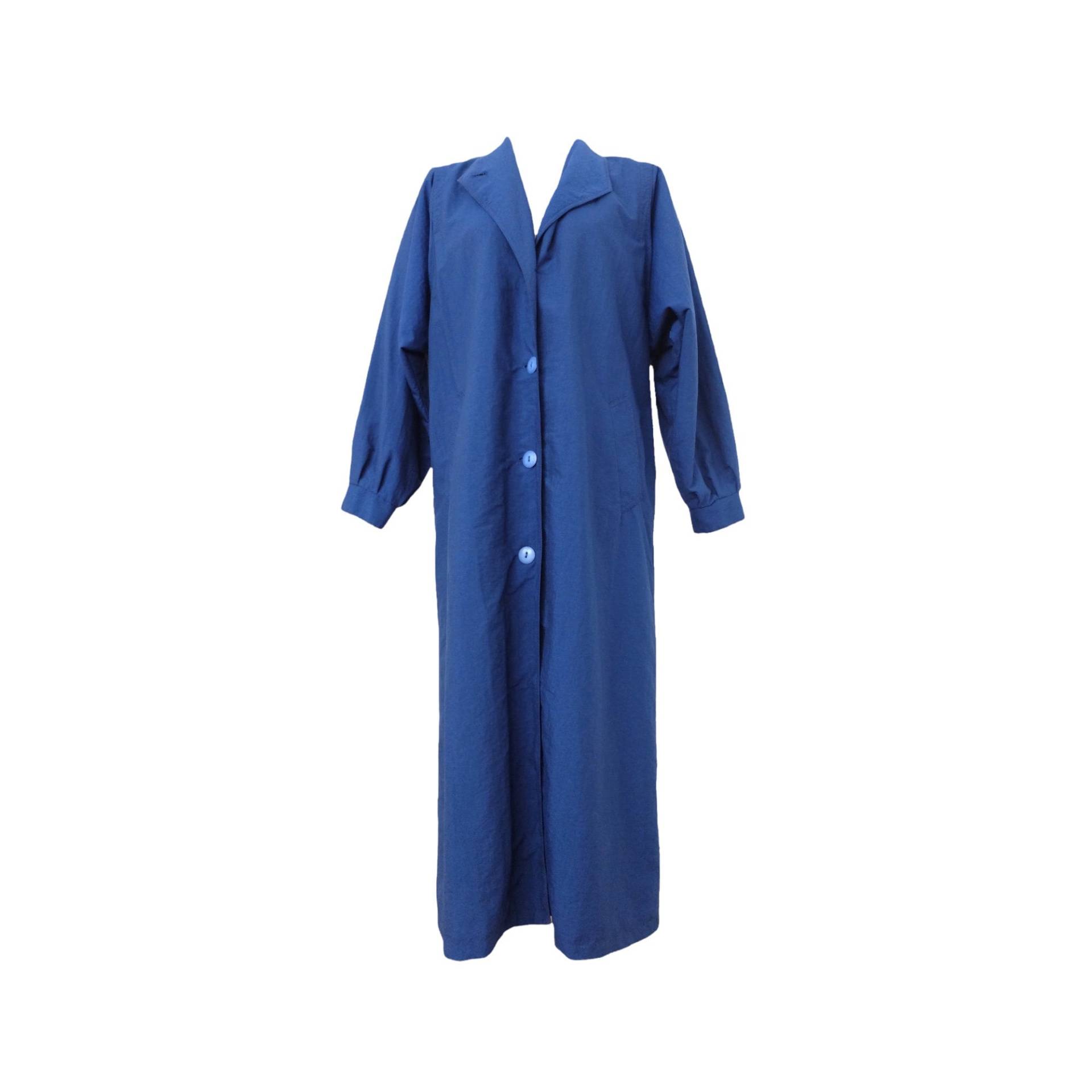 Vintage 80Er Avant-Garde Chic Hellblau Basic Solid Kragen Knopf Unten Leichte Trench Mantel | Damen Größe M von TheeCultivator