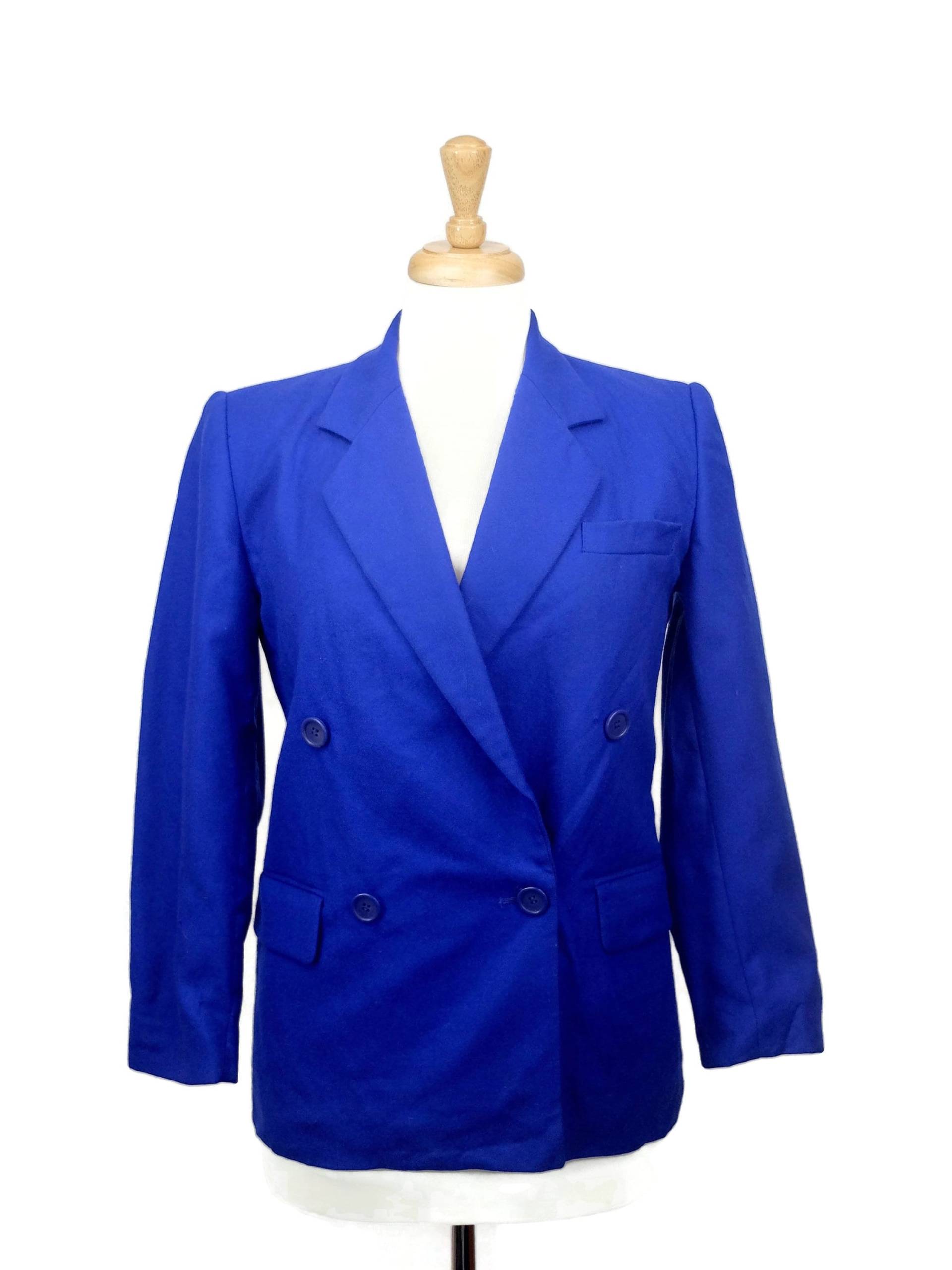 Vintage 80Er Christian Dior Chic Formal Business Hellblau Wolle Blazer Anzug Jacke Mit Schulterpolstern | Damengröße Extra Klein-Klein von TheeCultivator