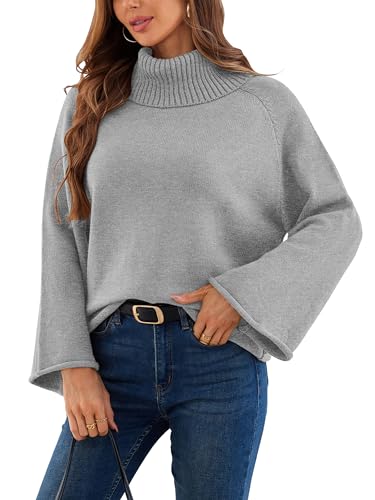 Theenkoln Damen Pullover Herbst Rollkragenpullover: Winter Oversize Strickpullover Outdoor Pullis Lässig Business Tops Warm Jumper Langarm Trompetenärmel Gestrickt Outfit Grau S Theenkoln Damen Pullover Herbst Rollkragenpullover: Winter Oversize Strickpullover Outdoor Pullis Lässig Business Tops Warm Jumper Langarm Trompetenärmel Gestrickt Outfit Grau S von Theenkoln