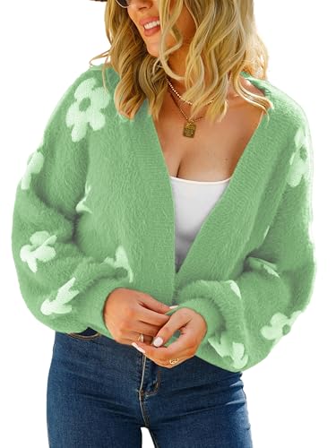 Theenkoln Damen Strickjacke Blumen Winterjacke: Lässig Übergangsjacke Frühling Fleecejacke Herbst Cardigan Herz Steppjacke Gänseblümchen Teddyjacke Langarm Pullover Plüschjacke Grün L Theenkoln Damen Strickjacke Blumen Winterjacke: Lässig Übergangsjacke Frühling Fleecejacke Herbst Cardigan Herz Steppjacke Gänseblümchen Teddyjacke Langarm Pullover Plüschjacke Grün L von Theenkoln